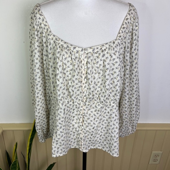 Old Navy Tops - NWT Old Navy 2X Square Neck Ditsy Floral Peasant Blouse Cottagecore Fall Boho